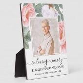 Plaque Photo Photo Fleurs Roses En Mémoire Affectueuse (Côté)