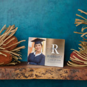 Plaque Photo Photo Gold Dark Blue Metallic Graduation Keepsaké (Côté)