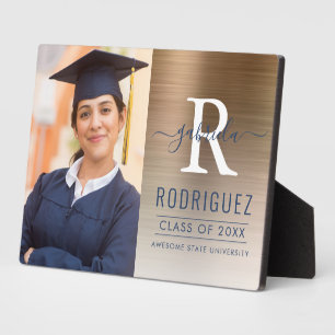 Plaque Photo Photo Gold Dark Blue Metallic Graduation Keepsaké