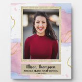 Plaque Photo Photo Graduation Abstraite Pink Blue Tabletop (Devant)