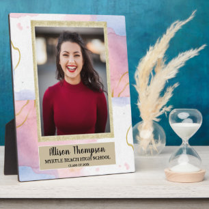 Plaque Photo Photo Graduation Abstraite Pink Blue Tabletop