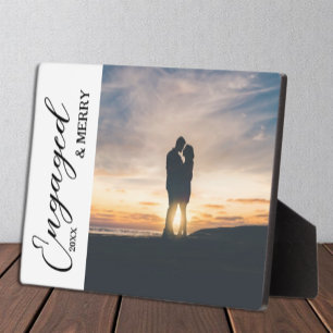 Plaque Photo Photo Joyeux Couple Engagé