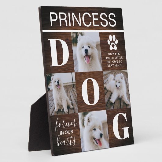 Plaque Photo Photo Mémorial de Chien en Bois Rustique (Côté)