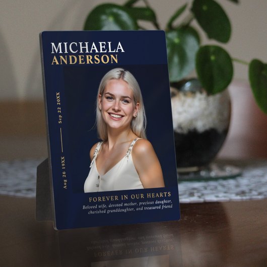 Plaque Photo Photo moderne Elegant Memorial Keepsaké table