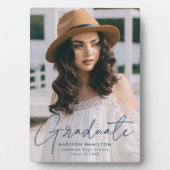 Plaque Photo Photo Moderne Graduate Marine Script Graduation (Devant)
