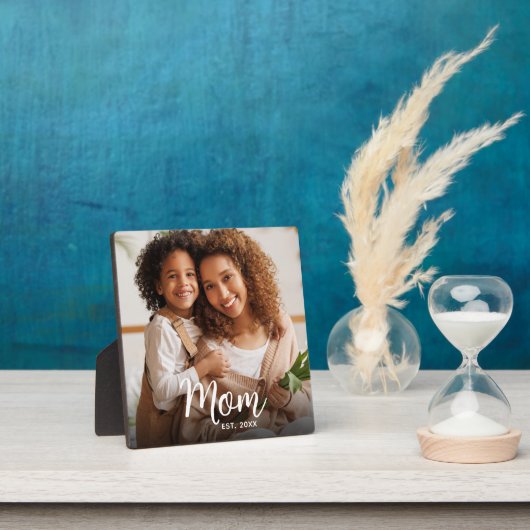 Plaque Photo Photo Mom Established Date Black Custom Script (Insitu)