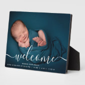 Plaque Photo Photo personnalisée Bienvenue Script superposition (Côté)