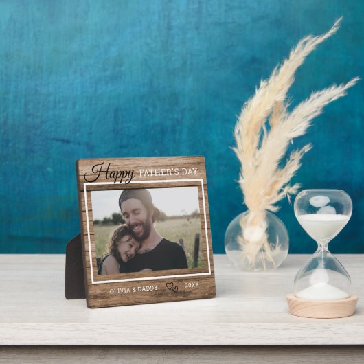 Plaque Photo Photo personnalisée Bonne Fête des pères Bois rust (Insitu)