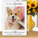 Plaque Photo Photo personnalisée de la grand-mère de chien pour<br><div class="desc">Joyeux anniversaire, la meilleure grand-mère de chien de tous les temps ! Donnez à grand-mère une plaque photo personnalisée mignonne et drôle de son meilleur petit-enfant, le chien ! "You Are The Grandma Every Dog Wwish They Had" Personnalisez avec votre message spécial, le nom du chien et la photo préférée....</div>