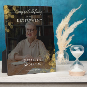 Plaque Photo Photo personnalisée Gold Confetti cadeau de retrai