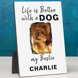 Plaque Photo Photo personnalisée nom de chien de chien blanc no