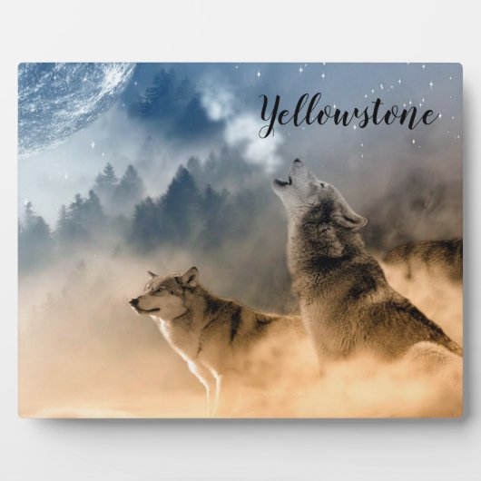 Plaque Photo Photo Plaque-Yellowstone Wolves (Devant)
