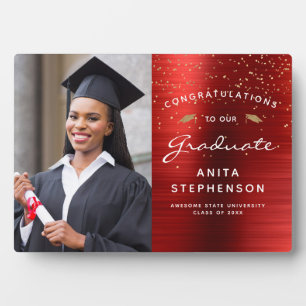 Plaque Photo Photo Red Metallic White Gold Graduation Keepsaké