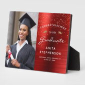 Plaque Photo Photo Red Metallic White Gold Graduation Keepsaké (Côté)