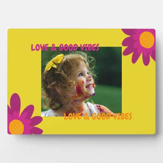 Plaque Photo Photo Retro Pink & Orange Love & Good Vibes (Devant)