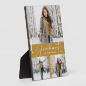 Plaque Photo Photo Trio Collage sur l'or Graduation (Côté)