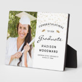 Plaque Photo Photo White Black Script Gold Gardusde graduation  (Côté)