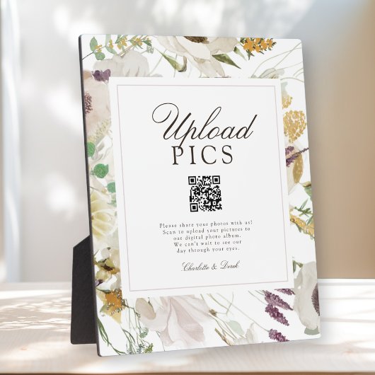 Plaque Photo  PICS HAPPEN! Modern Spring Wedding QR CodeGallery