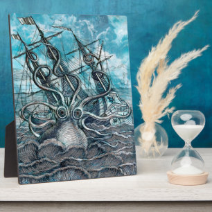 Plaque Photo Pieuvre géante Mer Bleue Monstre Voilier