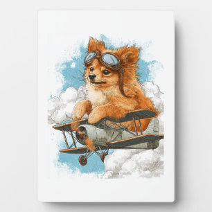 Plaque Photo Pilote Pomeranian � Chien As Volant