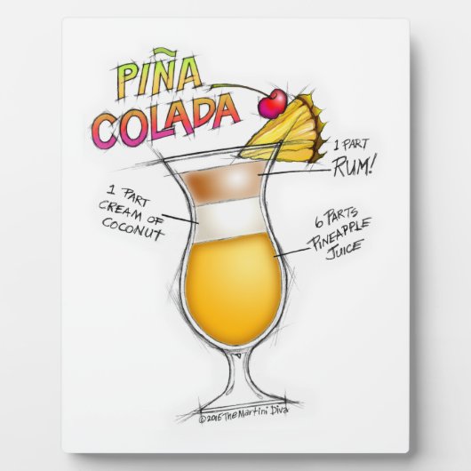 PLAQUE PHOTO PINA COLADA RECETTE COCKTAIL ART (Devant)