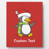 Plaque Photo Pingouin de Noël marchant sur la neige (Devant)