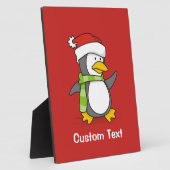 Plaque Photo Pingouin de Noël marchant sur la neige (Côté)