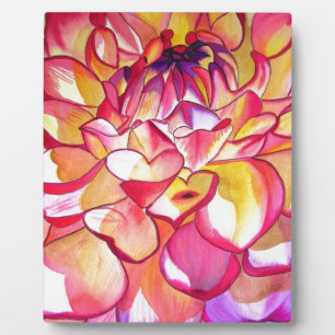 Plaque Photo Pink Dahlia fleurs aquarelle art