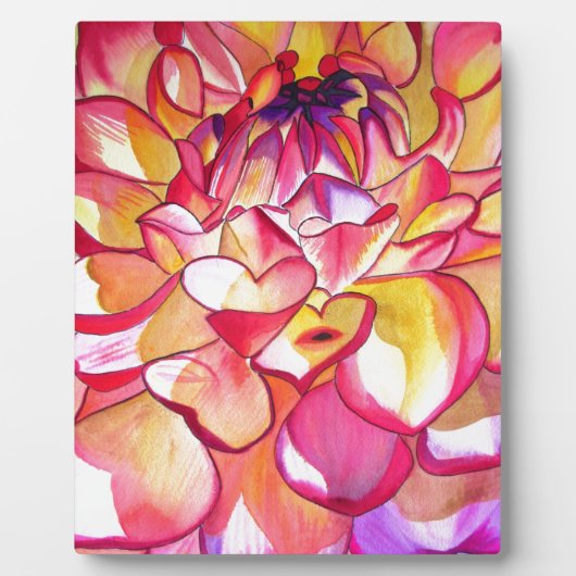 Plaque Photo Pink Dahlia fleurs aquarelle art (Devant)