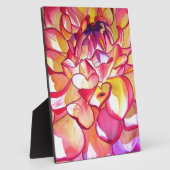 Plaque Photo Pink Dahlia fleurs aquarelle art (Côté)
