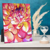 Plaque Photo Pink Dahlia fleurs aquarelle art (Côté)