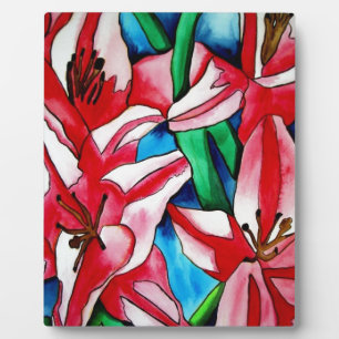 Plaque Photo Pink day Lily watercolor art painting