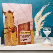 Plaque Photo Pink Private Property Horse (Côté)