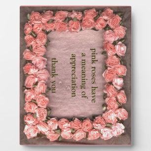 Plaque Photo Pink Ribbon Roses Satin Fabric Photo Frame Appreci