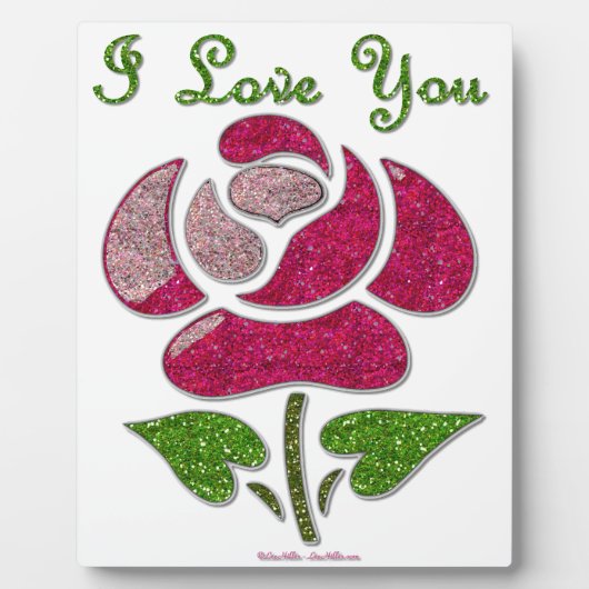 Plaque Photo Pink Stencil Rose I Love You (Devant)
