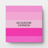 Plaque Photo Pink Stripes Modern & Feminum Nom du monogramme (Devant)