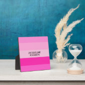 Plaque Photo Pink Stripes Modern & Feminum Nom du monogramme (Insitu)