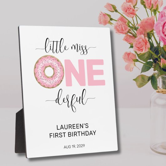 Plaque Photo Pink Sweet Little MI 1er anniversaire