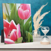 Plaque Photo Pink Tulips, Floral Spring Bouquet, Flowers (Côté)