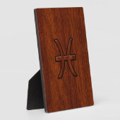 Plaque Photo Pisces Zodiac Connexion en bois acajou (Côté)