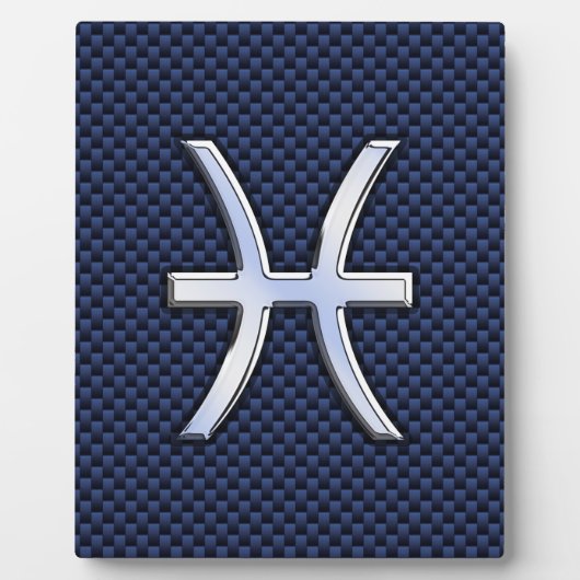 Plaque Photo Pisces Zodiac on Blue Carbon Fiber (Devant)