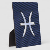 Plaque Photo Pisces Zodiac on Blue Carbon Fiber (Côté)