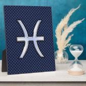 Plaque Photo Pisces Zodiac on Blue Carbon Fiber (Côté)