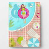 Plaque Photo Piscine fille en bikini plage d'été (Devant)