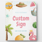 Plaque Photo Piscine, Plage tropicale Symbole d'anniversaire (Devant)