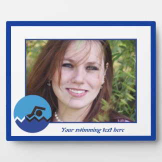 Plaque Photo Pismming venin, swimmer on blue circle custom