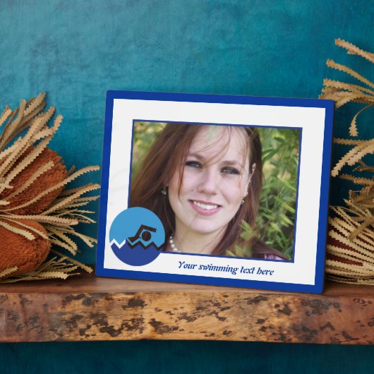 Plaque Photo Pismming venin, swimmer on blue circle custom (Côté)