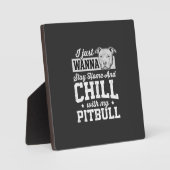 Plaque Photo Pitbull Reste à la Maison et Design Chill (Recto)