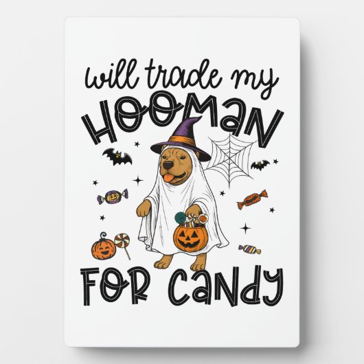 Plaque Photo Pitpull Dog Halloween Ghost Spooky (Devant)