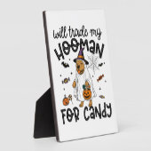 Plaque Photo Pitpull Dog Halloween Ghost Spooky (Côté)